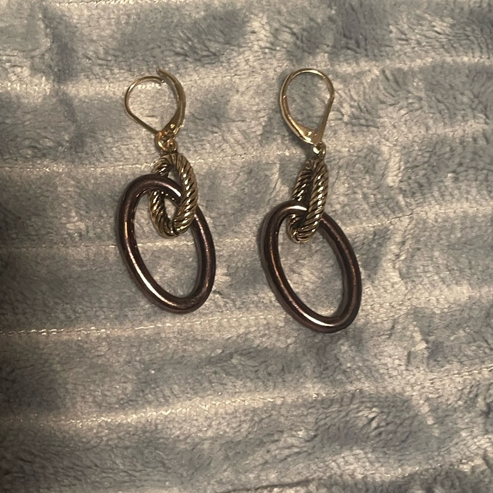 Gold and Bronze Hoop Earrings